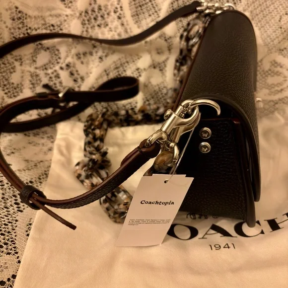 NWT Coach Wavy Dinky Bag Shoulder & Crossbody Coachtopia Black Leather CK113 - Picture 10 of 16